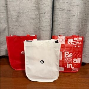 lululemon athletica Red and White Tote Bags